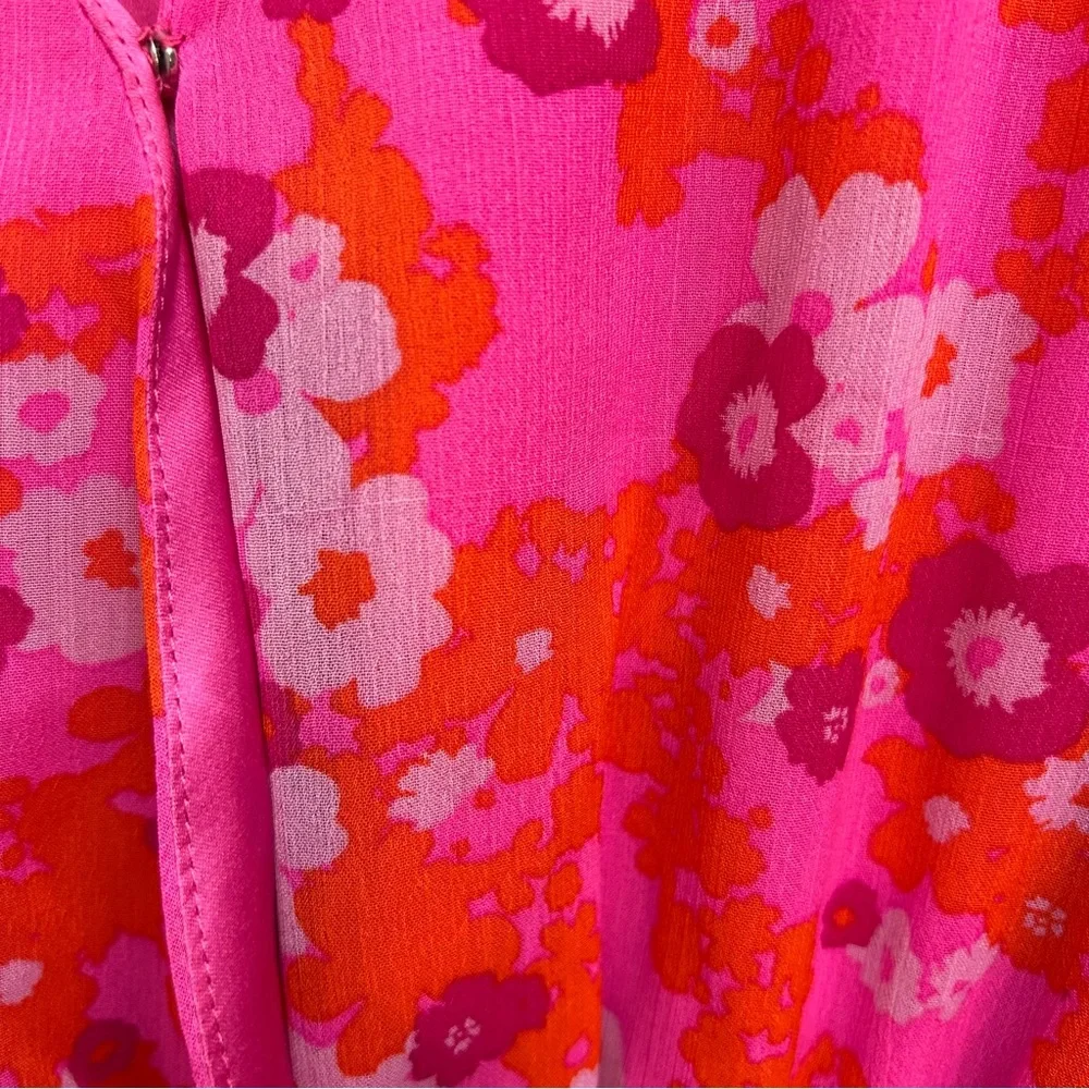 Sugarlips Hot Pink Floral Surplice Ruffle Dress - Picture 16 of 16